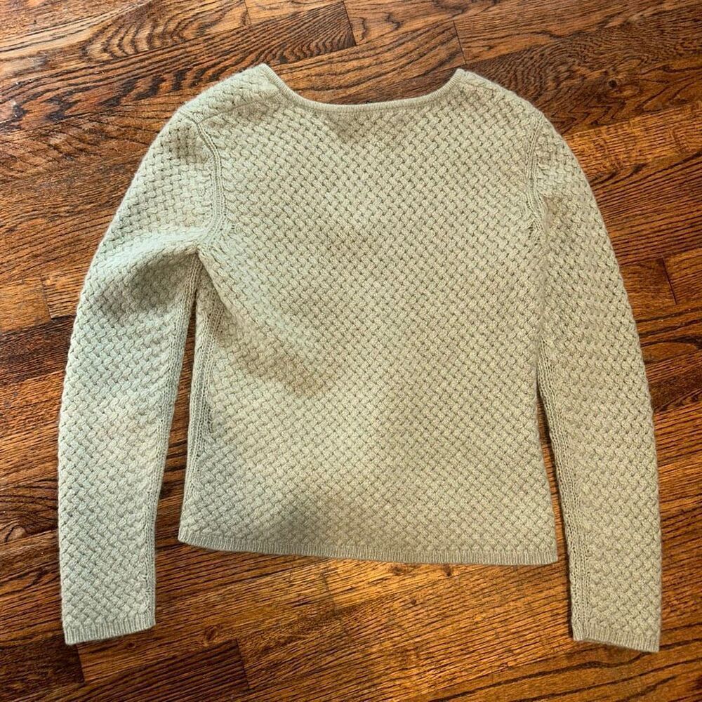 100% Cashmere Pale Green Knit Zip-Front Sweater - Picture 3 of 3